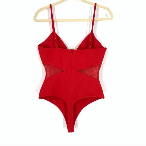Lovers + Friends x Revolve Kerrie Bodysuit Cherry Red Women’s XXS Lace Cut Out - Picture 3 of 12
